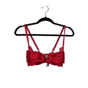 Victoria's Secret Bra Womens 34D Red Dream Angels Push Up Without Padding Satin